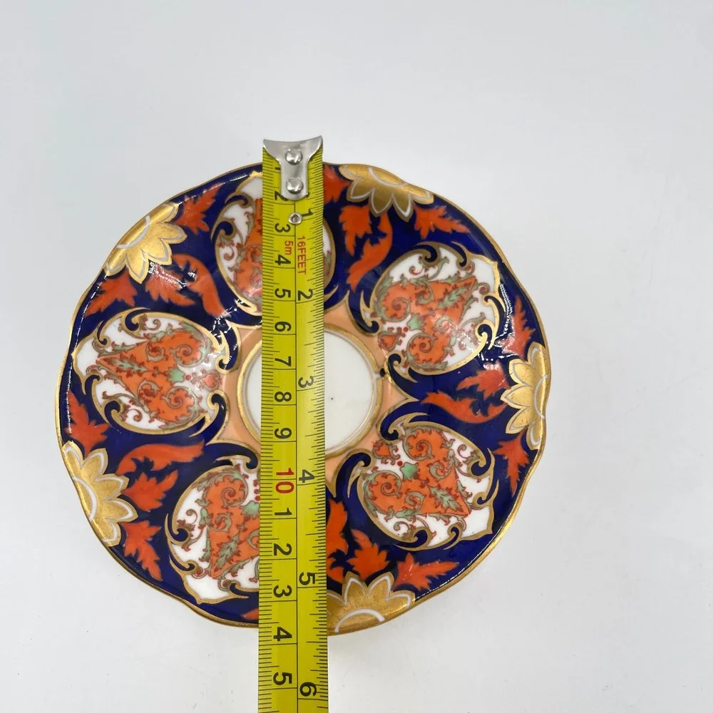Aynsley Imari Teacup Saucer Set Blue Orange Gold Gilt 6879 Bone China England